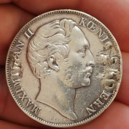 Bavaria Silver 2 Gulden Coin 1855 used