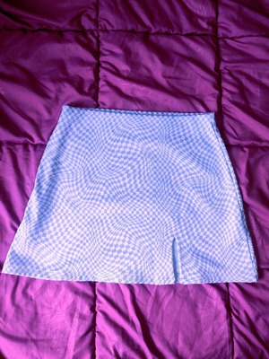 Lilac Wavy Checkerboard Mini Skirt with Slit Pull & Bear like new