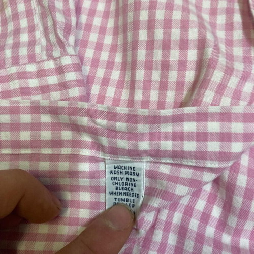 Ralph Lauren Oxford shirt XL, pink and white checked, short sleeve, colored pony