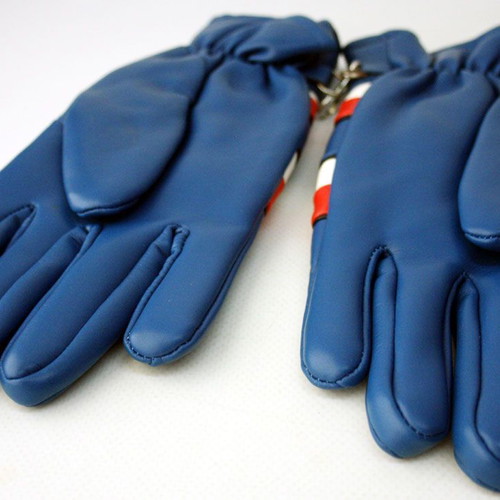 Vintage winter leather gloves retro 80s new, blue