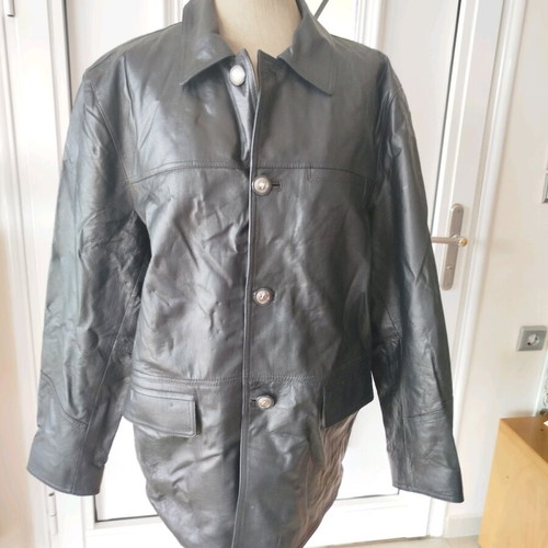 Leather jacket black XL like new, genuine leather