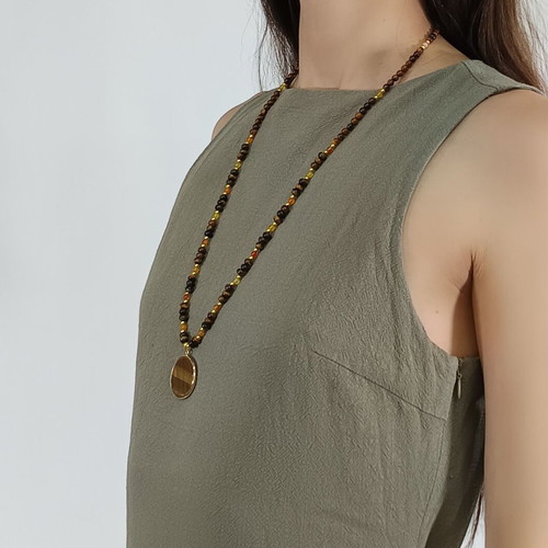 Tiger's Eye Pendant new with yellow and orange agate
