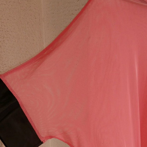 Tulle Sheer Blouse Dress like new, xxl-xxxl, pink with leather trims