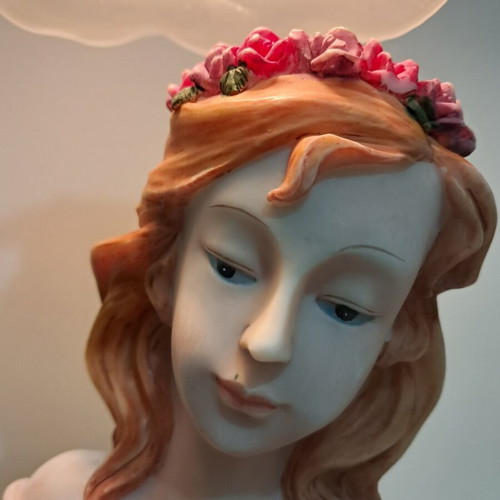 Vintage garden ornament refurbished resin and metal with dimmer light