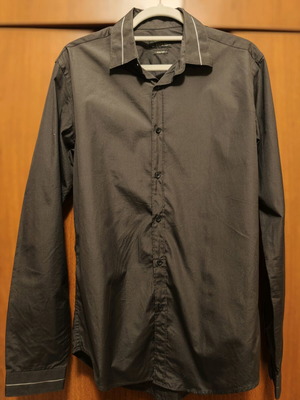 Zara men's shirt medium slim-fit anthracite with silver details like new
