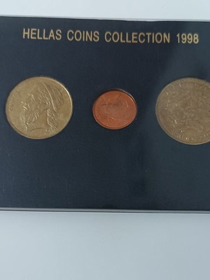 Complete 1998 Greek coin set in case