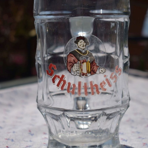 Schultheiss 0.4l beer glass used, old German
