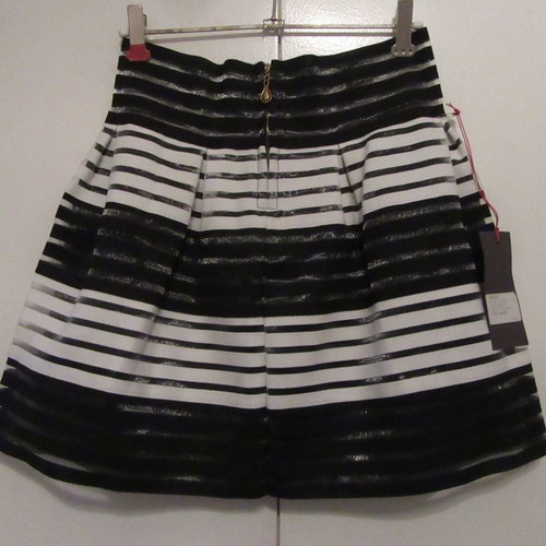 De Deo mini skirt black and white striped party semi-transparent new
