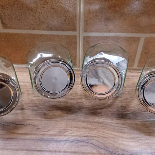 Glass storage jars new, set of 4 pieces