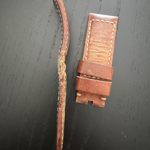 Leather watch strap 24mm used, brown