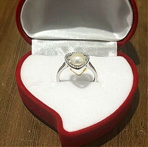 Ασημένιο 925 δαχτυλίδι με μαργαριτάρι και ζιργκόν