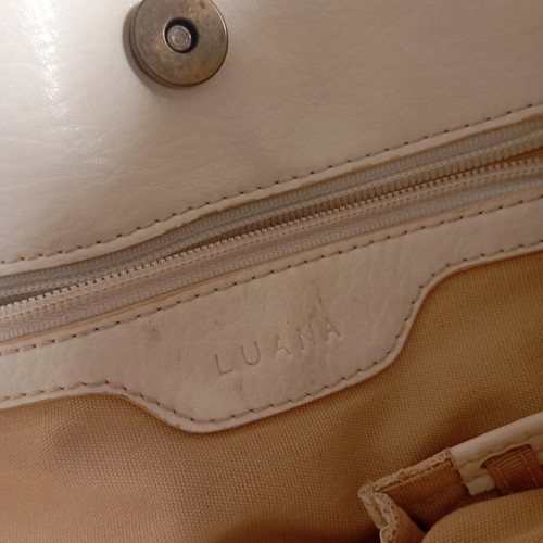Luana rattan leather shoulder bag used, white beige