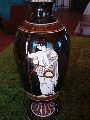Decorative vase used, porcelain, handmade ceramic