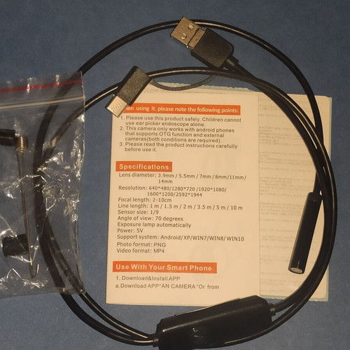 Endoscopic inspection camera like new 3-in-1 for smartphone, tablet, PC