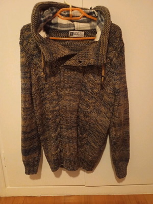 Leaf hooded sweater used gray and beige size S