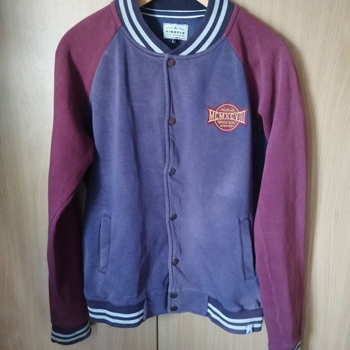 Firefly college jacket like new, vintage style unisex, red and purple, size L