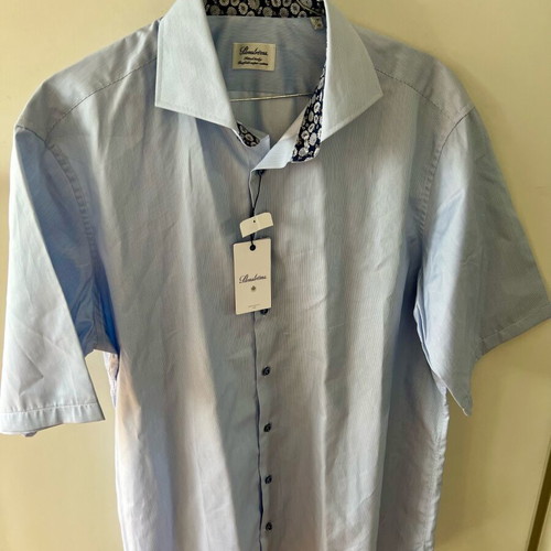 Stenstroms Fitted Body Short Sleeve Men Shirt Dress new, blue