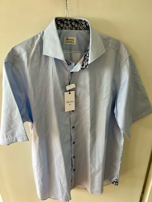 Stenstroms Fitted Body Short Sleeve Men Shirt Dress new, blue