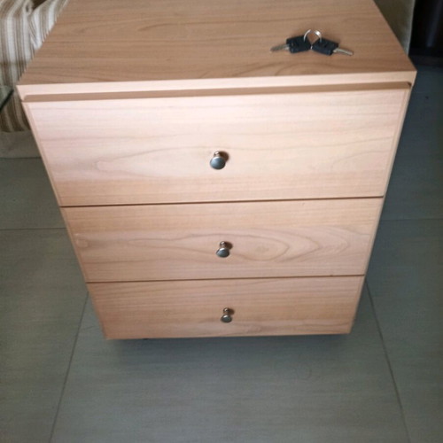 SATO office drawer like new, wheeled with three drawers and keys
