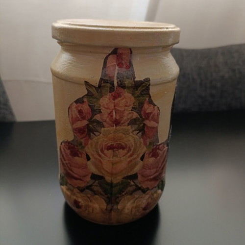 Handmade decoupage vase like new