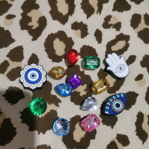 Charms for Crocs new, pack of 13 with eyes and gems