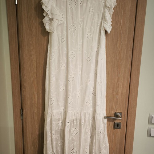 Λευκό maxi φόρεμα broderie ύφους μέγεθος 2XL σαν καινούργιο