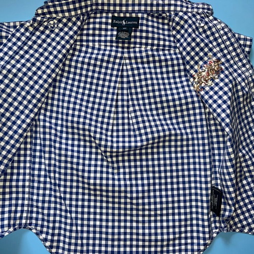 Πουκάμισο Ralph Lauren μεταχειρισμένο για αγοράκι 3 ετών, άσπρο και μπλε