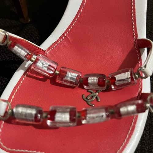 Chanel sandals women's size 39 used, white and red