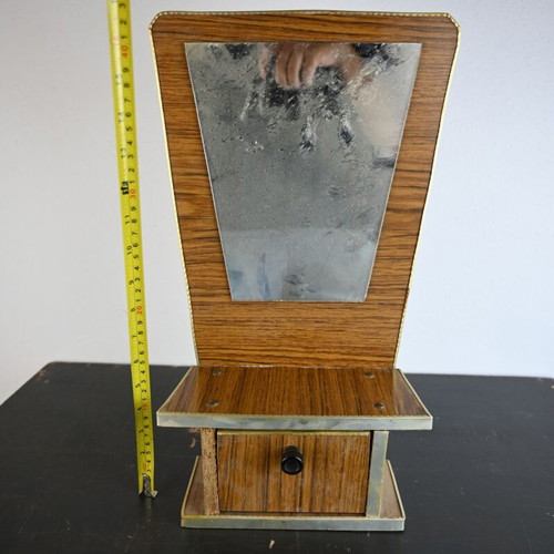 Vintage mirror with drawer midcentury, used, 43 cm height