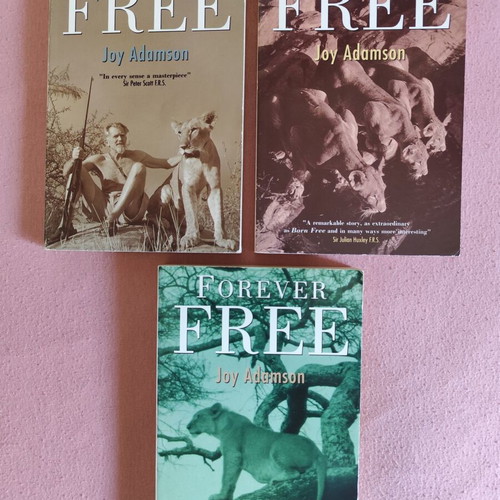 Set of 3 used Joy Adamson books Born Free, Living Free, Forever Free paperback