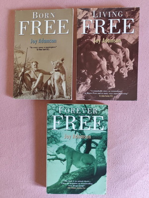 Set of 3 used Joy Adamson books Born Free, Living Free, Forever Free paperback