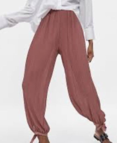 zara pants από οργάντζα πλισέ xs άνετη γραμμή
