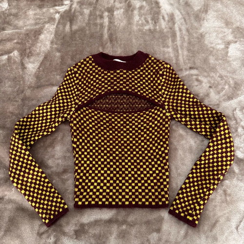 Zara checked pullover size S used, purple and yellow