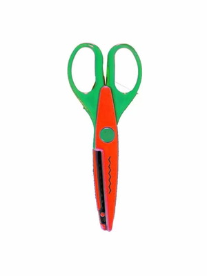 Zigzag craft scissors 13.5cm green - red new