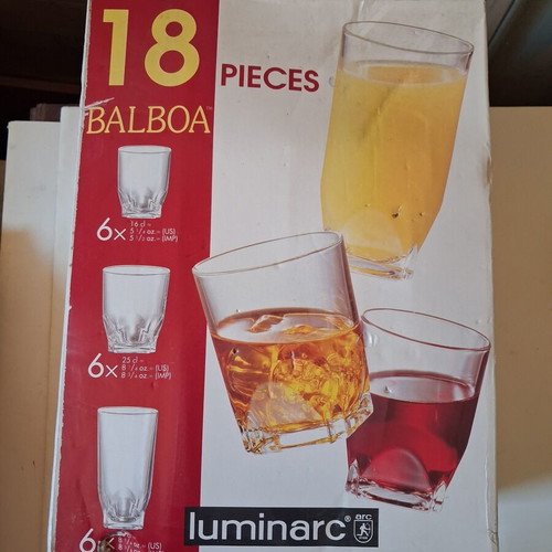 Luminarc Balboa glass set 18 pieces like new