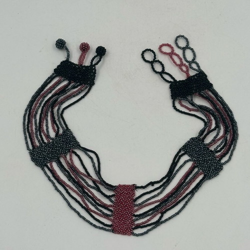 Handmade beaded necklace multi-strand like new, multicolor