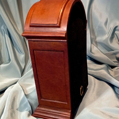 Wooden vintage desk clock with floral dial like new