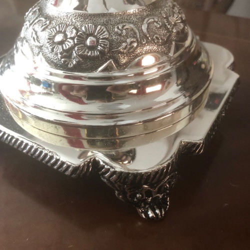 Five-arm silver-plated brass candlestick new heavy