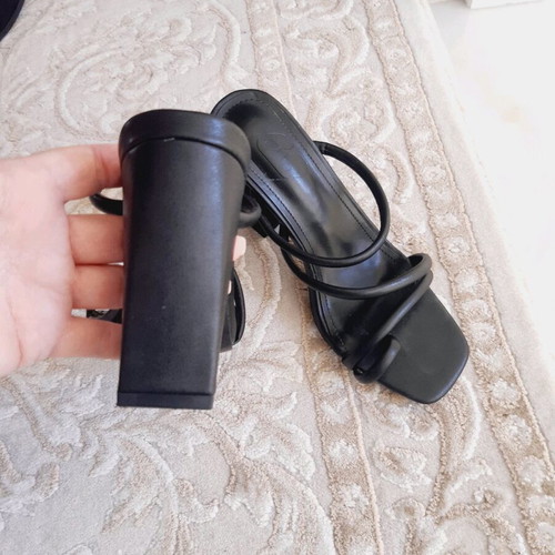Sandals size 38 new, black synthetic leather