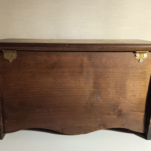 Wooden box with painted lid used, storage for small items