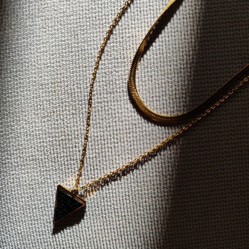 Double stainless steel necklace new, yellow gold color