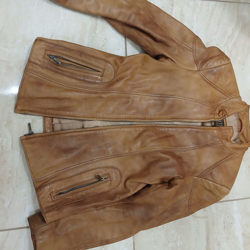 Leather women's jacket used size S brown TIMBER LEATHER