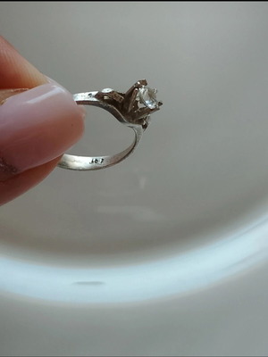 Silver 950 ring with zirconia, handmade solitaire