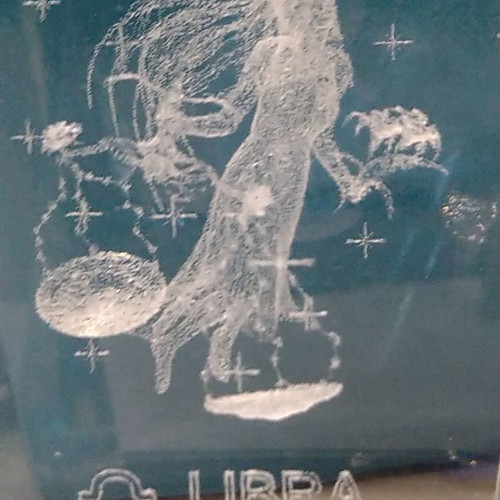 Engraved Crystal with Libra Zodiac Sign