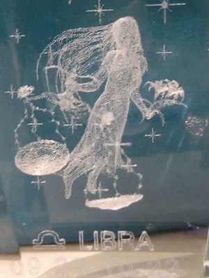 Engraved Crystal with Libra Zodiac Sign