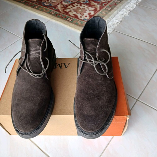 Portobellos men's lace-up boots new, suede leather, brown, size 44