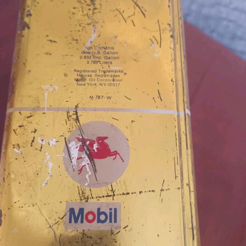 Mobil empty vintage tin box used, collectible from 80s 90s