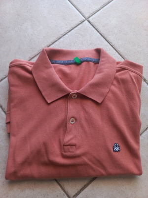 Benetton Polo μπλούζα σε κοραλί-πορτοκαλί, μέγεθος XL, σε πολύ καλή κατάσταση