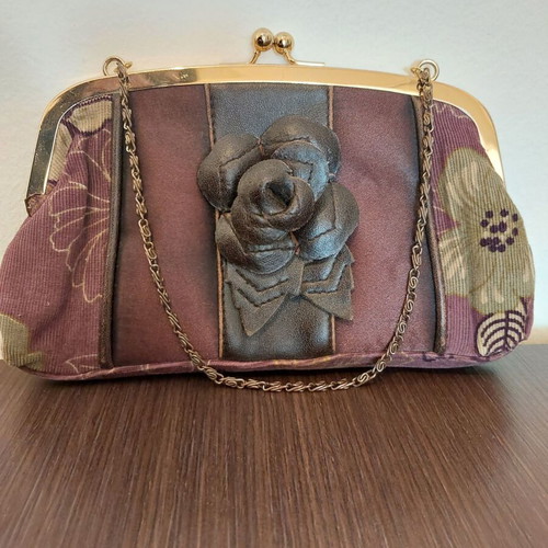 Vintage Alexi Andriotti floral purple and green handbag used