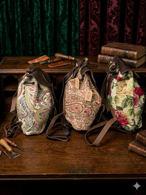 Vintage Chic backpacks new, handmade, multicolor